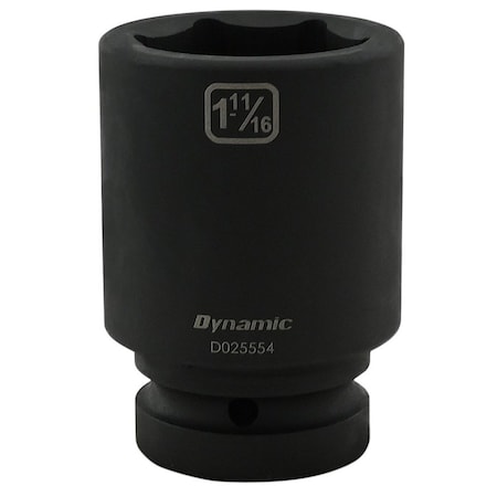 Dynamic 1" Drive Deep Socket, Black Phosphate, Tools 1-11/16" X 1" Drive, 6 Point Deep Length D025554